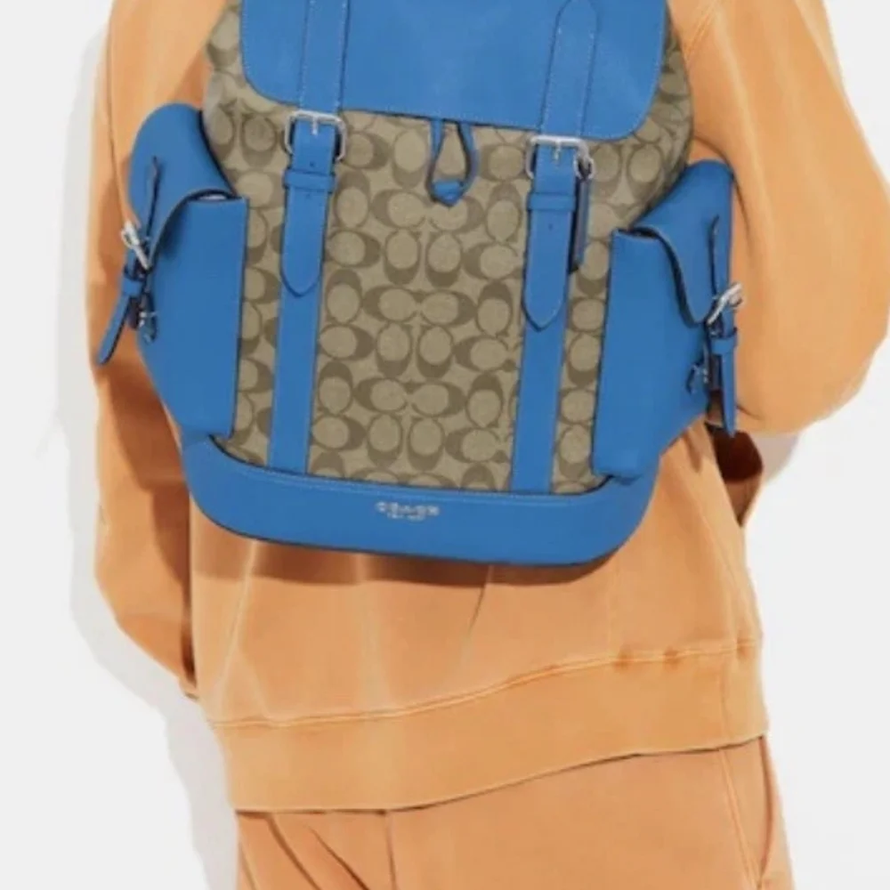 Coach‎ Hudson Men's Blue and Brown Backpack. NWT
